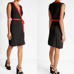Diane Von Furstenberg Black Jersey Sleeveless Wrap Dress